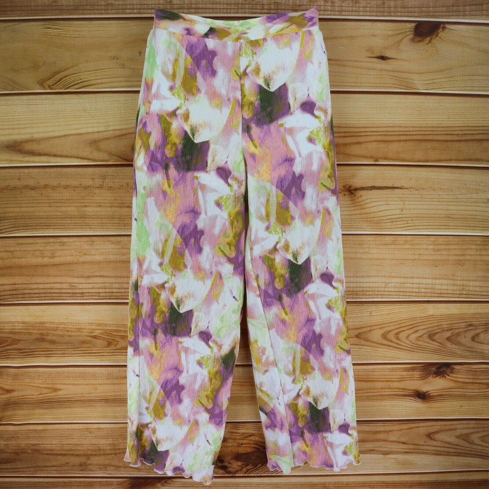 Forever 21 Pants Wide-Leg Womens Size L Multicolor‎ Geometric Stretch Waist NWT